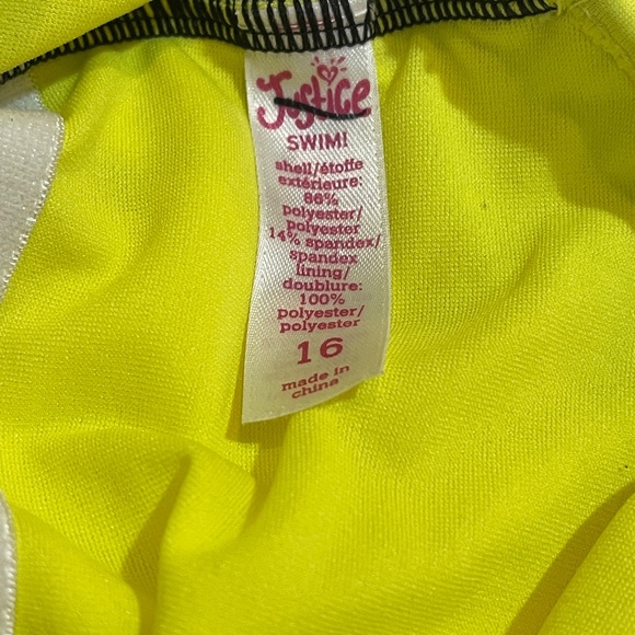 Justice Girls Swimsuit Tankini Size 16 Yellow Black Polka Dot - Picture 3 of 14